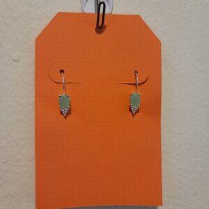 925 Sterling Silver Milky Green Gemstone Earrings – Elegant Drop Design